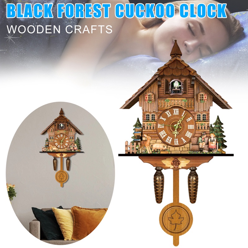 Cuckoo Clock Living Room Wall Clock Retro Style Forest Cuckoo Alarm