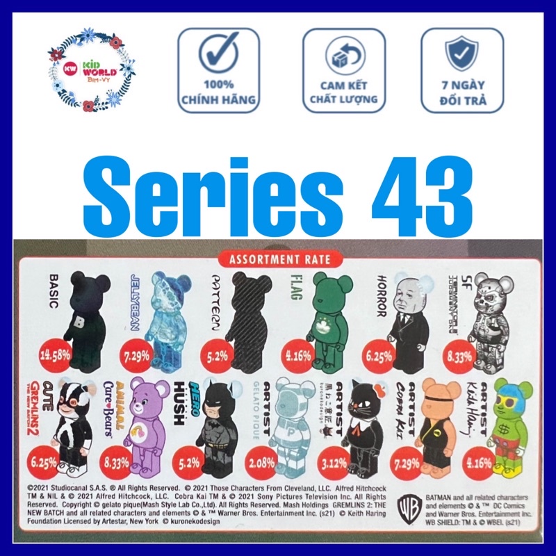 Đồ chơi Chú gấu "bụng phệ" Bearbrick Series 39, 42, 43, 44 & 45.