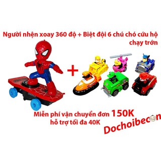 Combo Nhện lướt ván + Bộ 6 chó cứu hộ Paw Patrol chạy trớn SLtoys A3