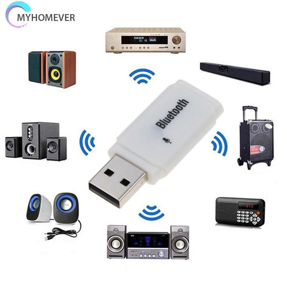 myhomever Bluetooth 5.0 Mini USB Wireless Adapter Audio Stereo Receiver Car Kit w/Mic