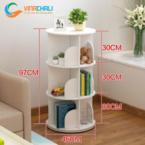 Kệ Để Sách Xoay 360 Nhiều Tầng Gỗ Nhựa PVC Cao Cấp