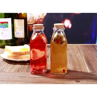 Combo 6 Chai Thủy Tinh Trà Vuông 350 ml Đựng Dextox ,Sinh Tố, Nước Ép