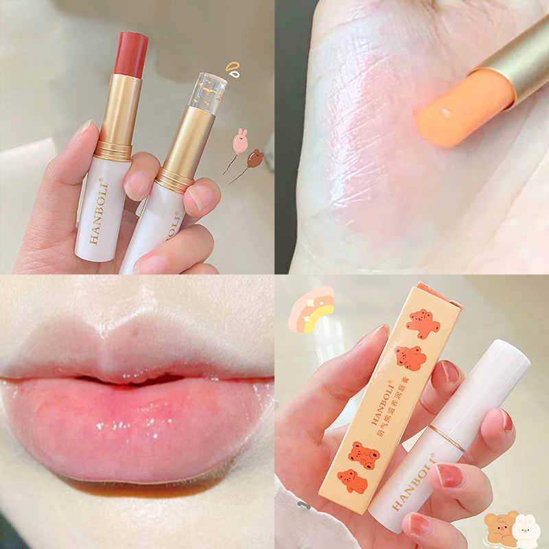 Son Dưỡng Môi Dạng Thạch Phối Lá Vàng Thay Đổi Màu Sắc Theo Nhiệt Độ Lâu Trôi Dưỡng Ẩm Chăm S