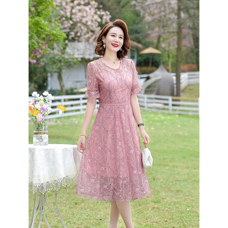Đầm Chiffon Thời Trang Mùa Hè Phong Cách Phương Tây Hàng Mới 2022 Dành Cho Nữ Trung Niên 50 Tuổi