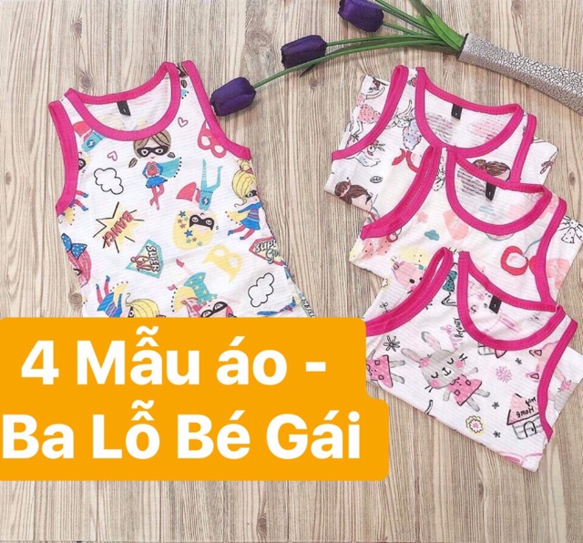 XẢ LỖ - DỌN KHOÁO BA LỖ BÉ GÁI, chất liệu COTTON tre cực mát cho bé 10-20kg