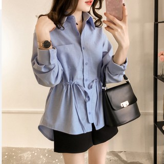 Áo Sơ Mi Nữ Tay Dài Màu Trơn Có Size Lớn