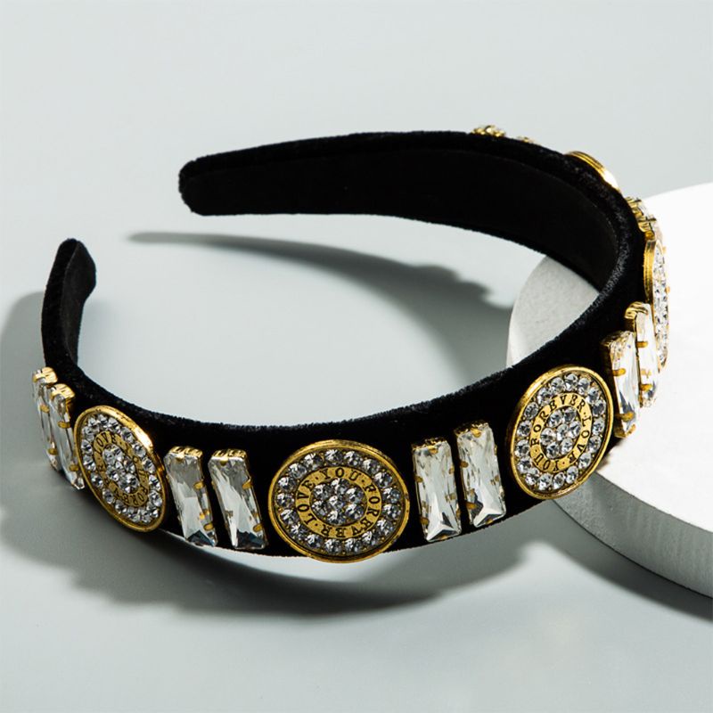 Flgo Băng Đô Đính Đá Pha Lê Đồng Xu Vàng Phong Cách Baroque Cổ Điển