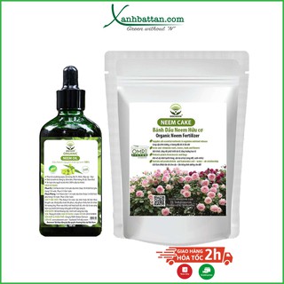 Bộ Đôi Neem Oil Và Phân Bánh Dầu Neem Cake Trừ Bọ Trĩ, Rệp Vẩy, Sùng Đất, Cuốn Chiếu