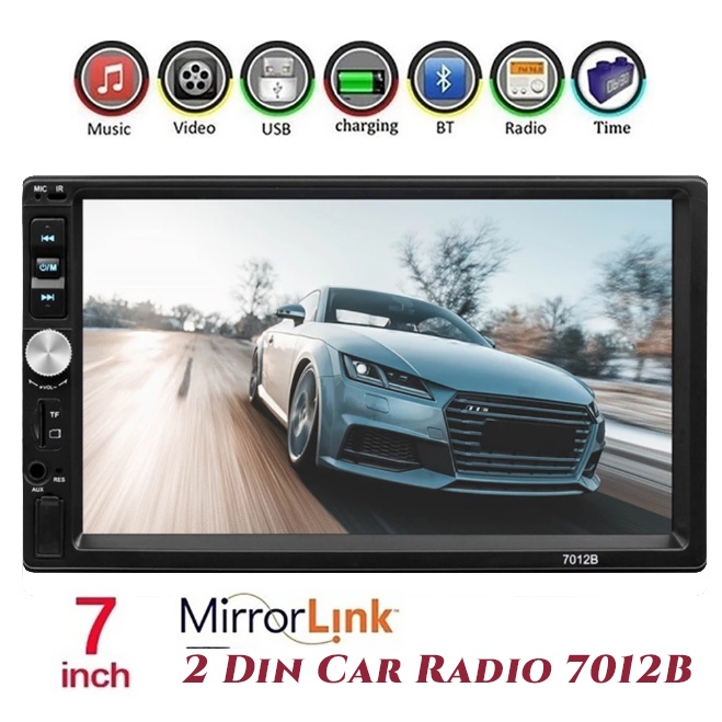 Máy Nghe Nhạc MP5 7 "Kết Nối Bluetooth 7012B TF USB FM 2 Din Màn Hình Cảm Ứng Thông Dụng Cho Xe Hơi