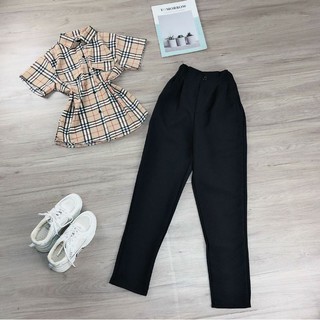Quần tây ống đứng lưng thun nhún sau tôn dáng