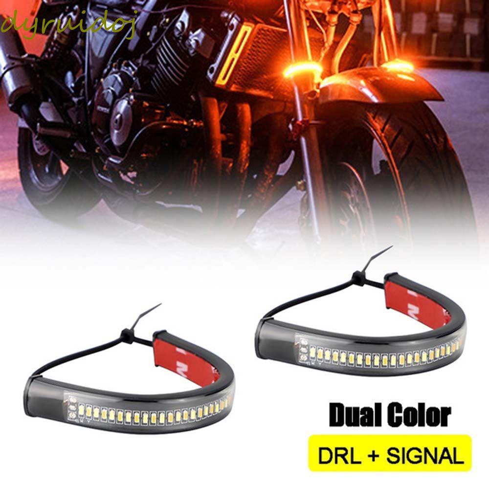 Dây đèn led tín hiệu dạng vòng tròn dc 12v ánh sáng trắng hổ phách dùng trang trí phuộc xe mô tô