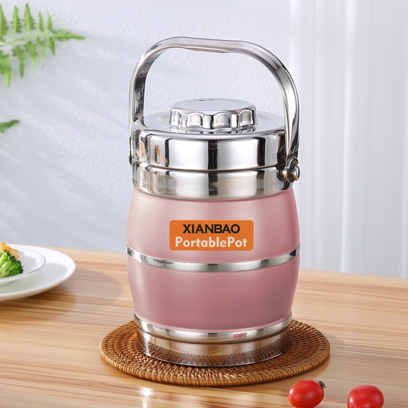 Hộp Đựng Cơm Cặp Lồng Cơm Giữ Nhiệt Lúa Mạch Ruột Inox Chất Lượng Số 1 Cặp lồng inox 304 XIANBAO loại 1,6L 𝗚𝗜𝗔𝗗𝗨𝗡𝗚𝗛𝗔𝗡𝗢𝗜