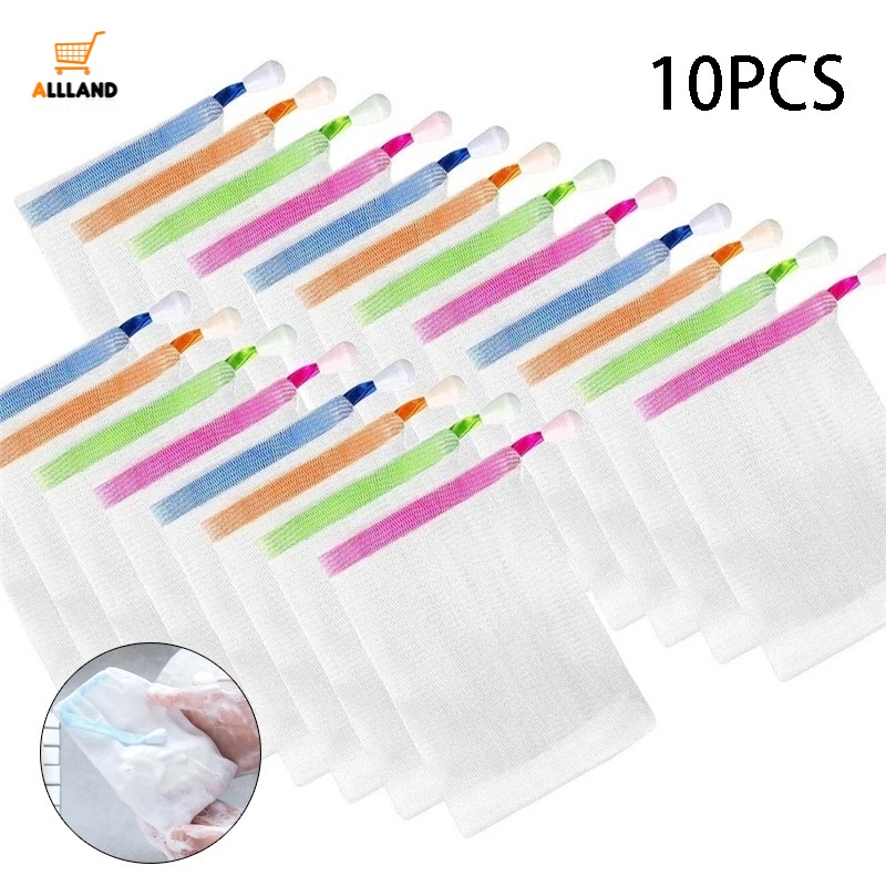 Set 5/10 Túi Lưới Xốp Mềm Dùng Để Đựng Xà Phòng Có Dây Treo Tiện Dụng