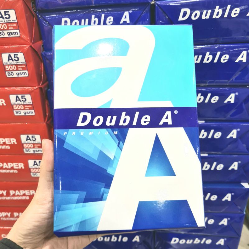 Giấy Double A (Size a5) Độ dày 80 gram Số lượng 500 tờ 80gsm 1 Ream Chất lượng tốt Không dính vào má