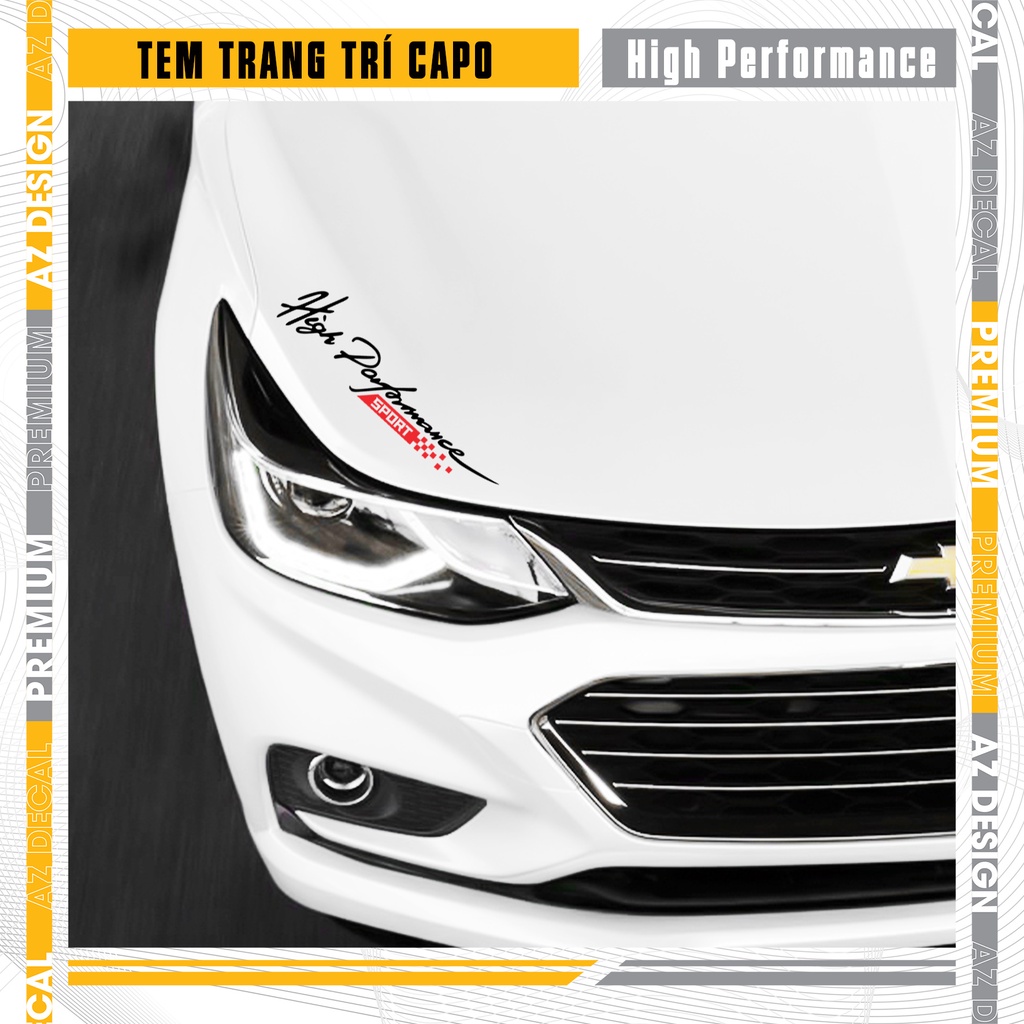 Tem Dán Capo Xe Hơi Chủ Đề Hight Mperformance | CP11 | Decal Trang Trí Ô Tô In Nổi Độ Bền Cao, Dễ Sử Dụng