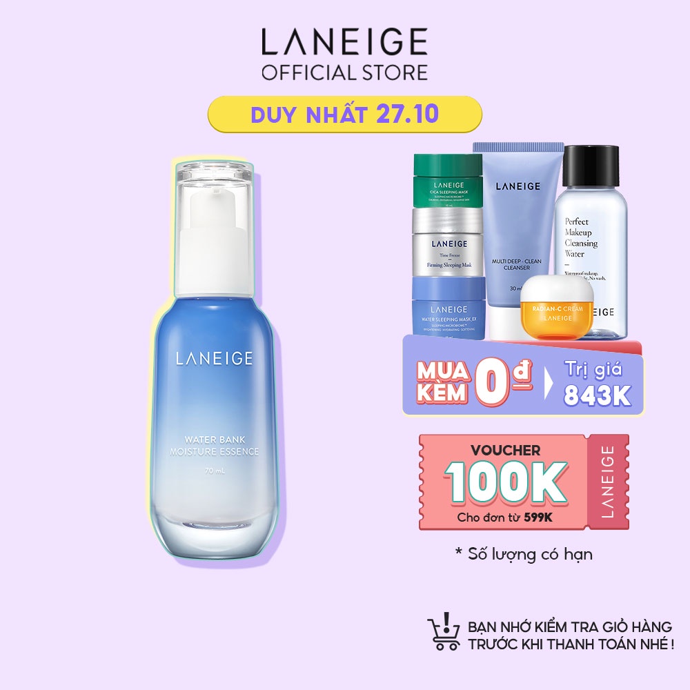 Tinh chất dưỡng ẩm dành cho da thường và da khô Laneige Water Bank Moisture Essence 70Ml