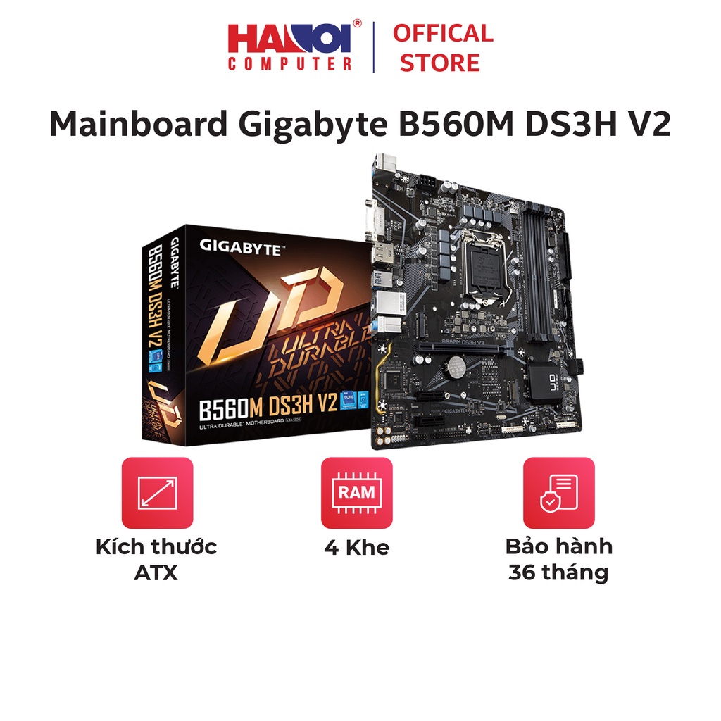 Mainboard Gigabyte B560M DS3H V2, bo mạch chủ có thêm 1 cổng D-Sub