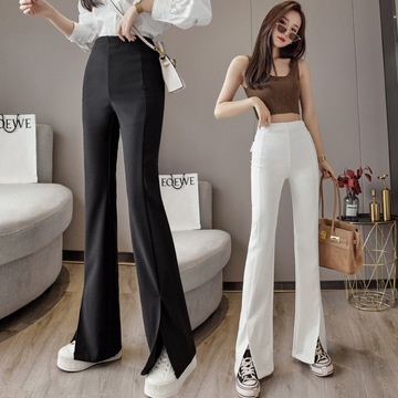 Quần dài lưng cao ống loe màu sắc đơn giản dành cho nữ