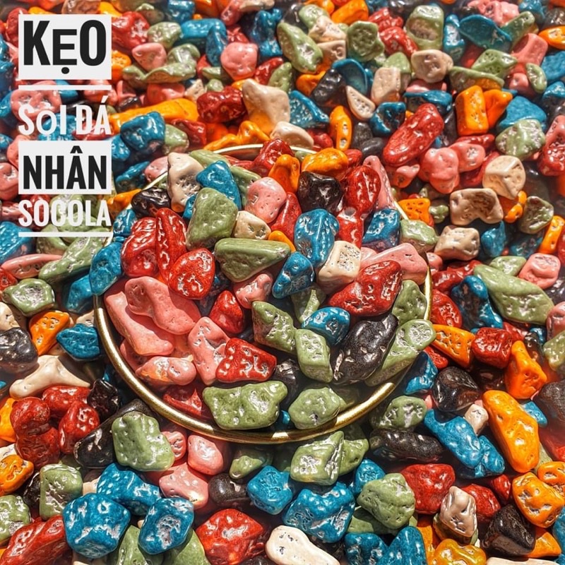 Kẹo Sỏi Đá Nhân Socola Sữa - Hương Vị Mix Socola Sữa Chua - Khối Lượng 200g/1kg