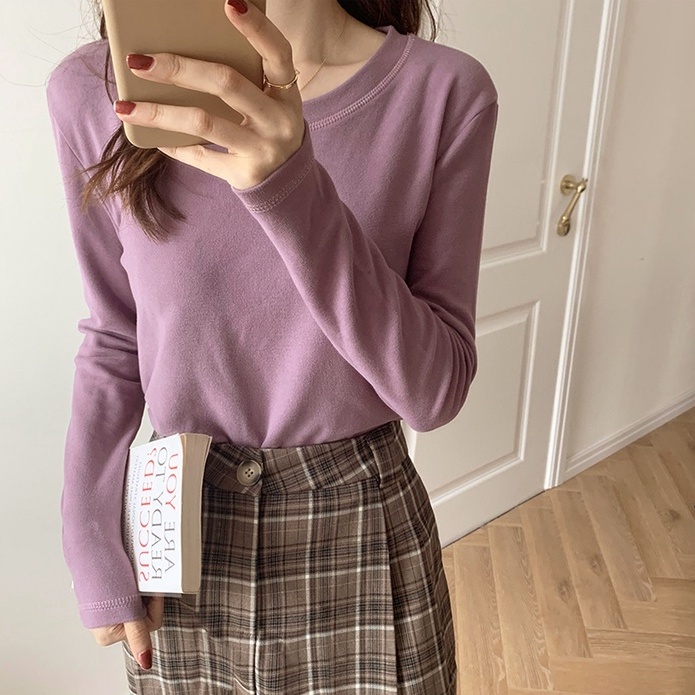 Áo thun cổ tròn dài tay phong cách mới 45173 thời trang cho nữ