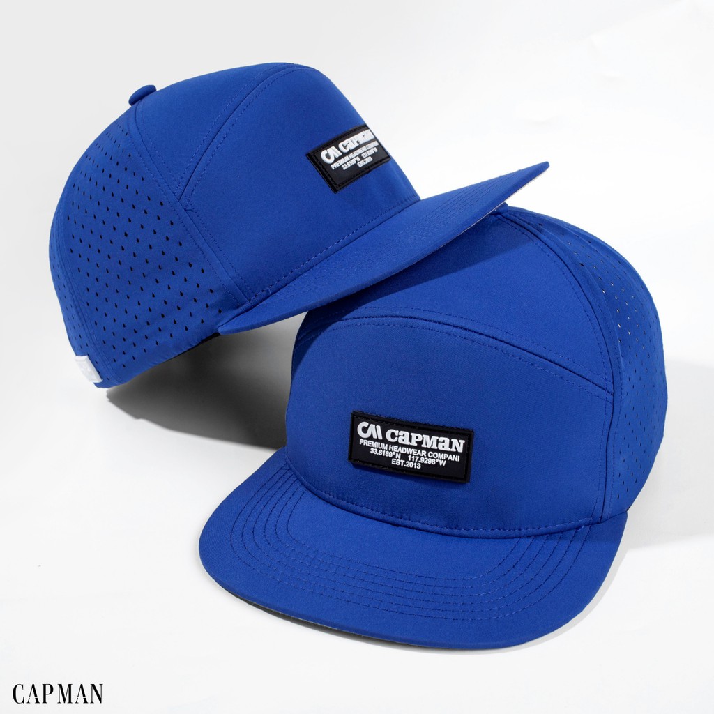 Mũ snapback chính hãng CAPMAN phong cách hiphop vải dù trơn hoạ tiết màu xanh CM94