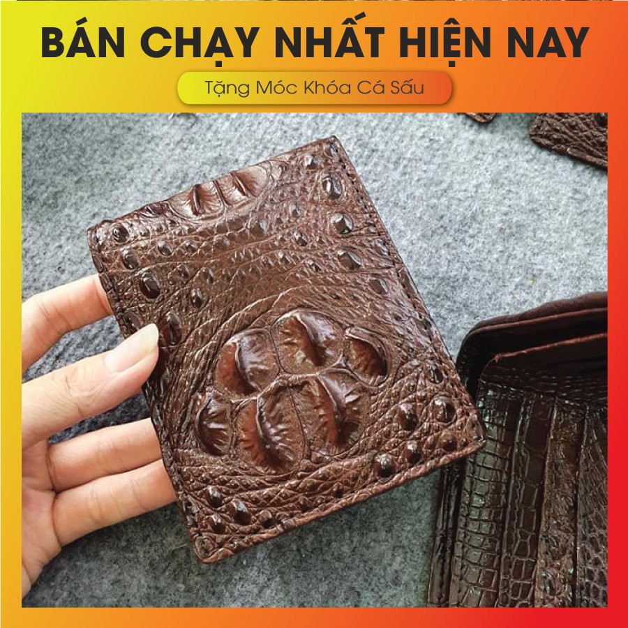 Bóp Da Cá Sấu Thật Tặng Kèm Móc Khóa Móng Cá Sấu
