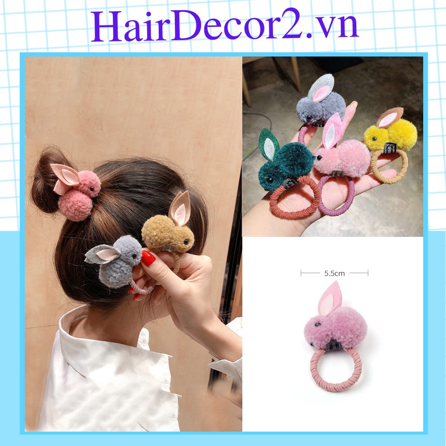 Dây buộc tóc trang trí hình thỏ xinh xắn nhiều màu cho nữ phong cách tiểu thư
