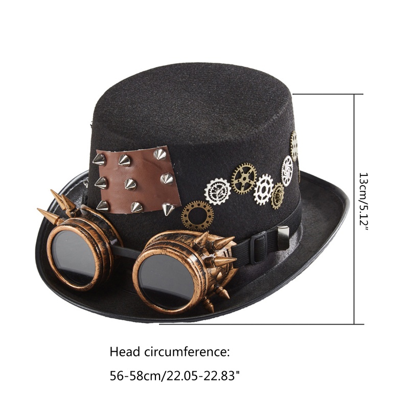 Xiangbao Mũ Jazz Steampunk Đính Đinh Tán Dây Xích Gắn Kính Mắt Trang Trí Tiệc Lễ Hội