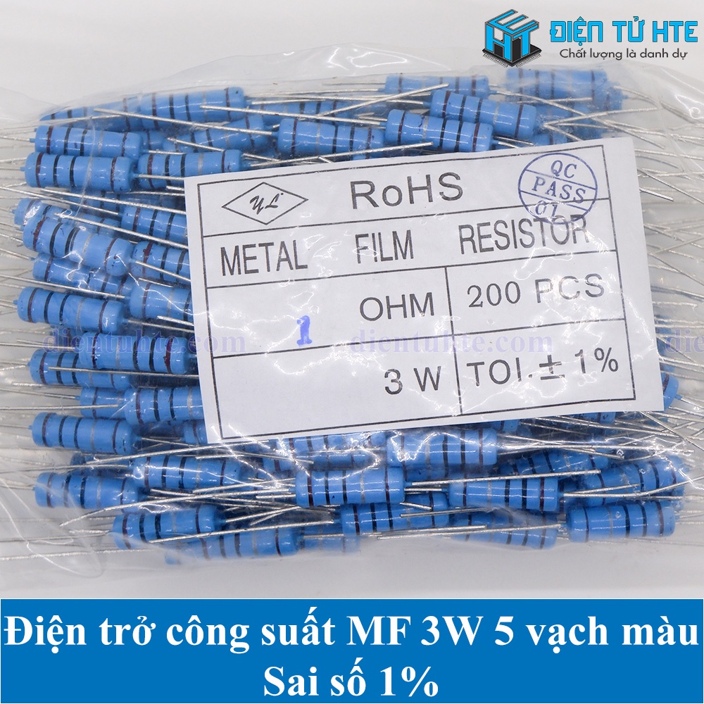 Gói 5 con Điện trở MF 1% 3W 5 vạch màu - giá trị 1R - 470R