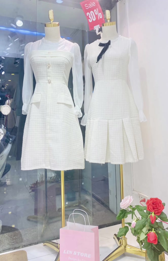 Váy thiết kế dạ tweed 2 lớp sang chảnh LINDesign | BigBuy360 - bigbuy360.vn