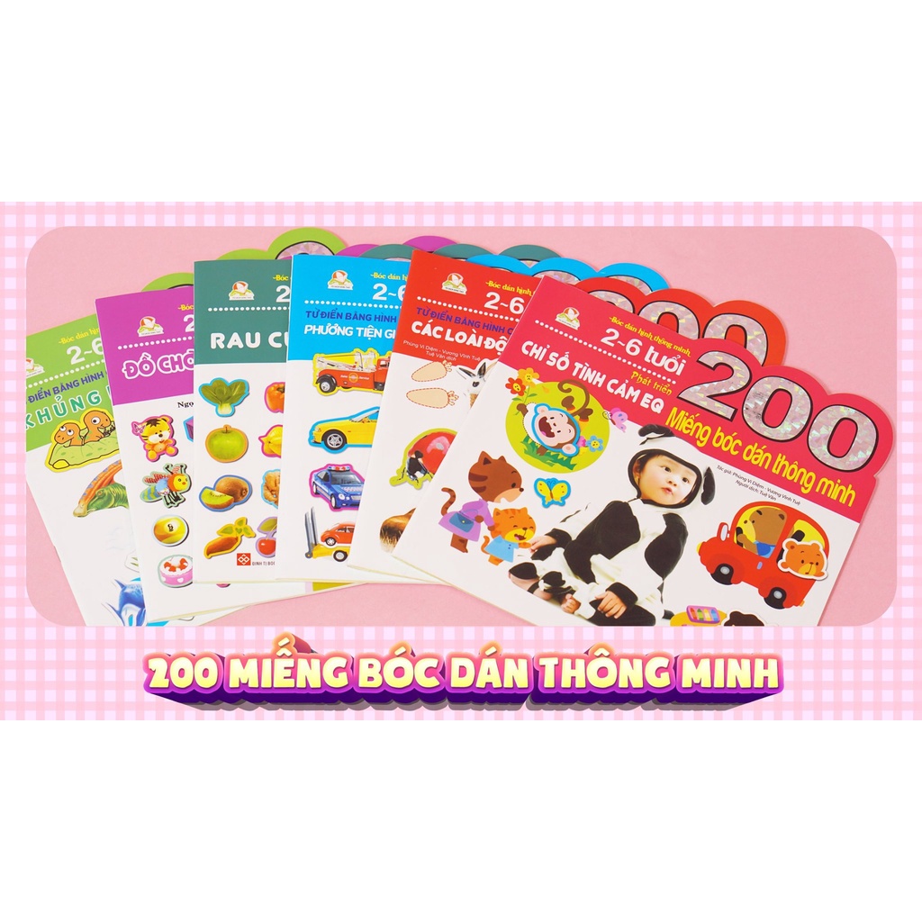 SÁCH - 200 miếng bóc dán thông minh 2-6 tuổi ( nhiều chủ đề )