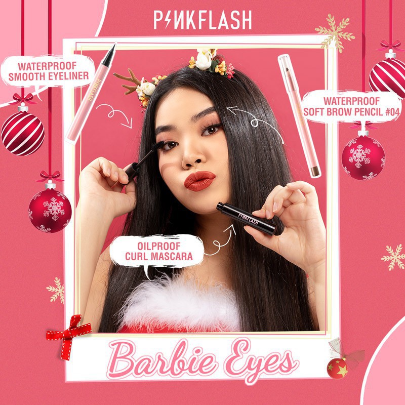 Bộ Bút Kẻ Mắt Và Mascara + Bút Kẻ Mắt Màu Đen Không Thấm Nước PINKFLASH