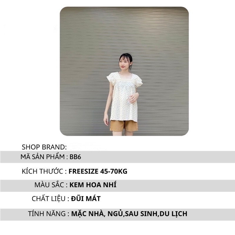 Áo bầu đũi hoa cánh tiên dành cho mẹ ,mặc đi chơi , dạo phố☘️(freesize từ 43-67kg)☘️bộ bầu cao cấp chất đũi hoa siêu mát