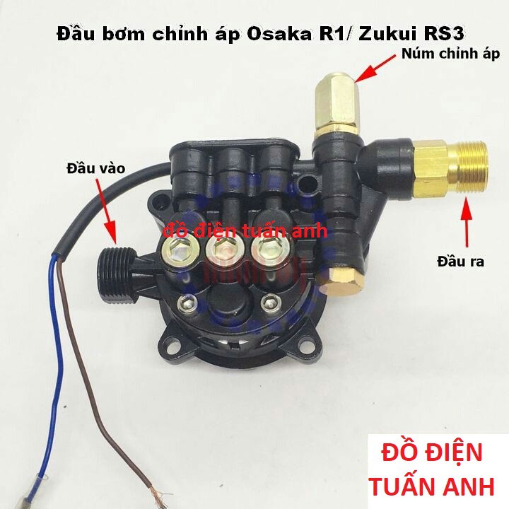 Bộ đầu bơm dùng cho máy rửa xe chỉnh áp Zukui RS3 /Osaka R1, đầu bơm máy rửa xe gia đình, đầu bơm áp l