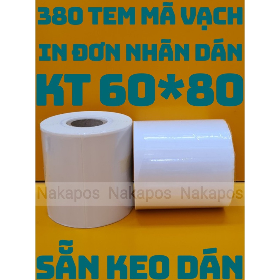 Giấy In Tem Phụ 60x80 mm - 6x8 cm Dán được 6*8 Sẵn keo chắc chắn in nhiệt 60*80