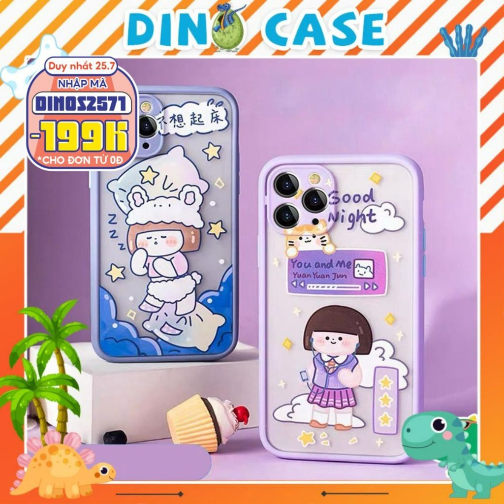 Ốp lưng iphone viền nhám Em bé SpotYuanyuanjun bảo vệ camera 6/6plus/7plus/8plus/x/xs/xs max/11/11promax DT05- Dino case