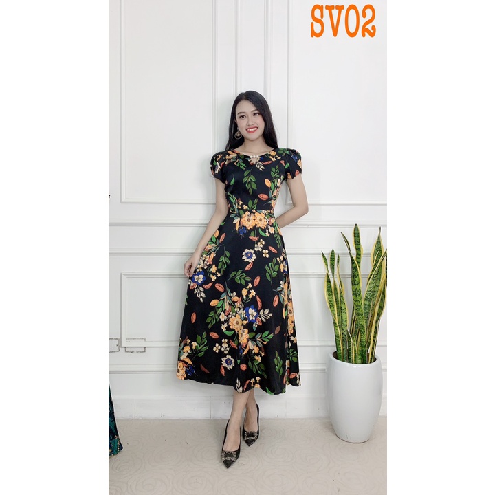 Đầm Trung Niên Sang Trọng Cao Cấp Đẹp Huy Hoàng Anh,Váy Nữ Cho Mẹ Lụa Dự Tiệc Công Sở Trên 30,40 Tuổi Qua Gối Xòe SV | BigBuy360 - bigbuy360.vn