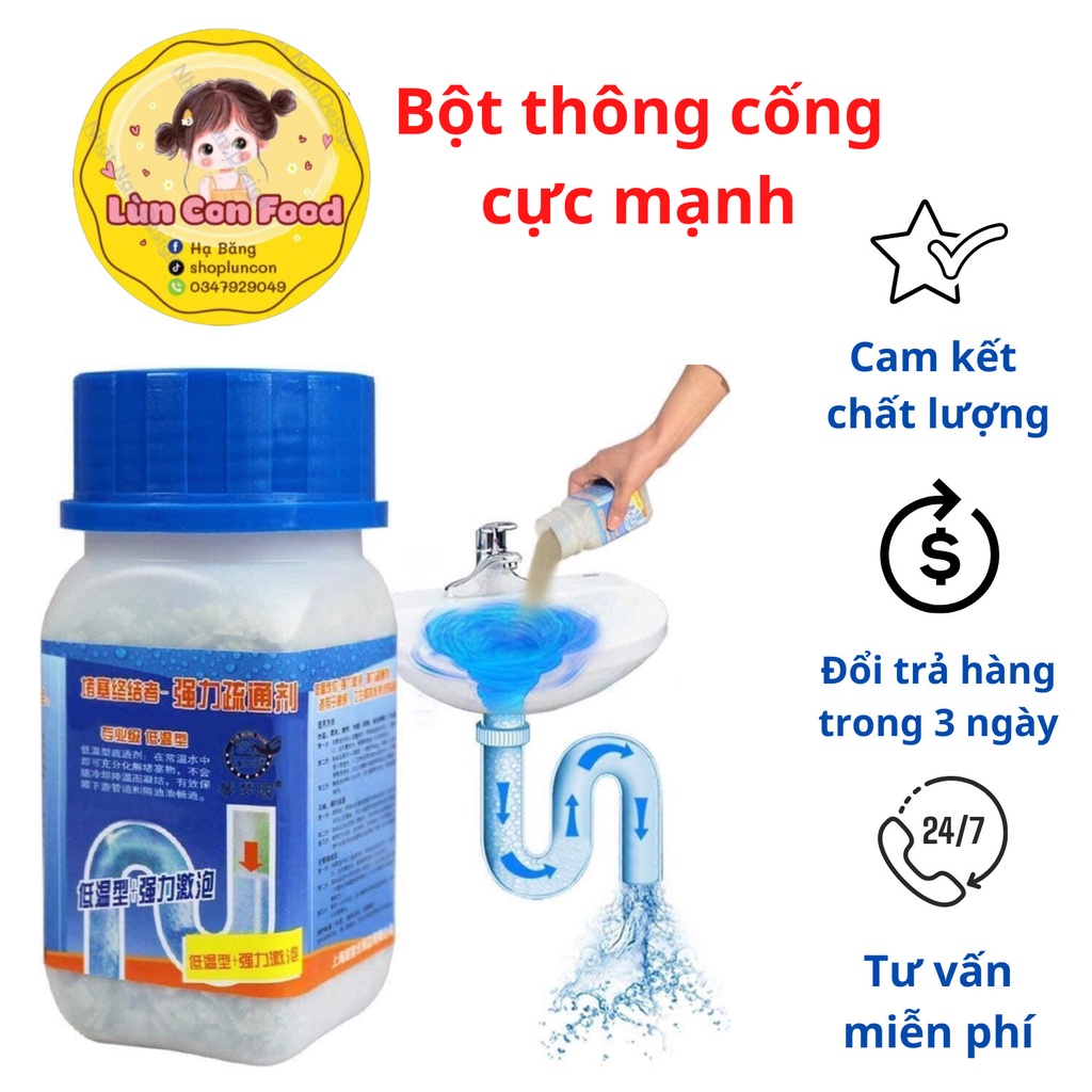 BỘT THÔNG CỐNG, THÔNG TẮC BỒN CẦU ,BỒN RỬA BÁT  CỰC MẠNH - Lùn Con Food