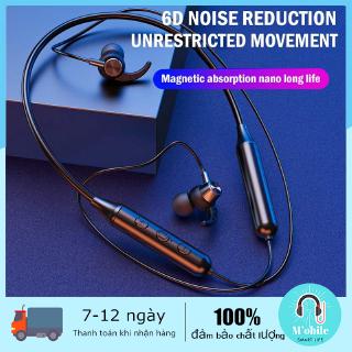 Tai nghe bluetooth 5.0 thiết kế đeo cổ phong cách thể thao với khả năng lọc tiếng ồn 6D