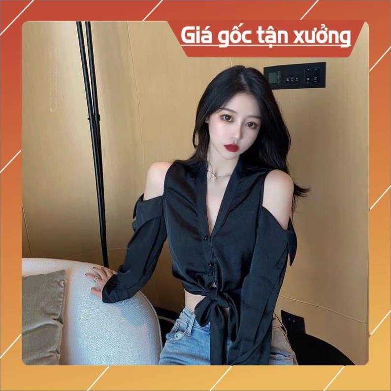 [Hàng Chất Lượng] Áo Sơ Mi Khoét Hở Vai Thắt Dây Eo | BigBuy360 - bigbuy360.vn