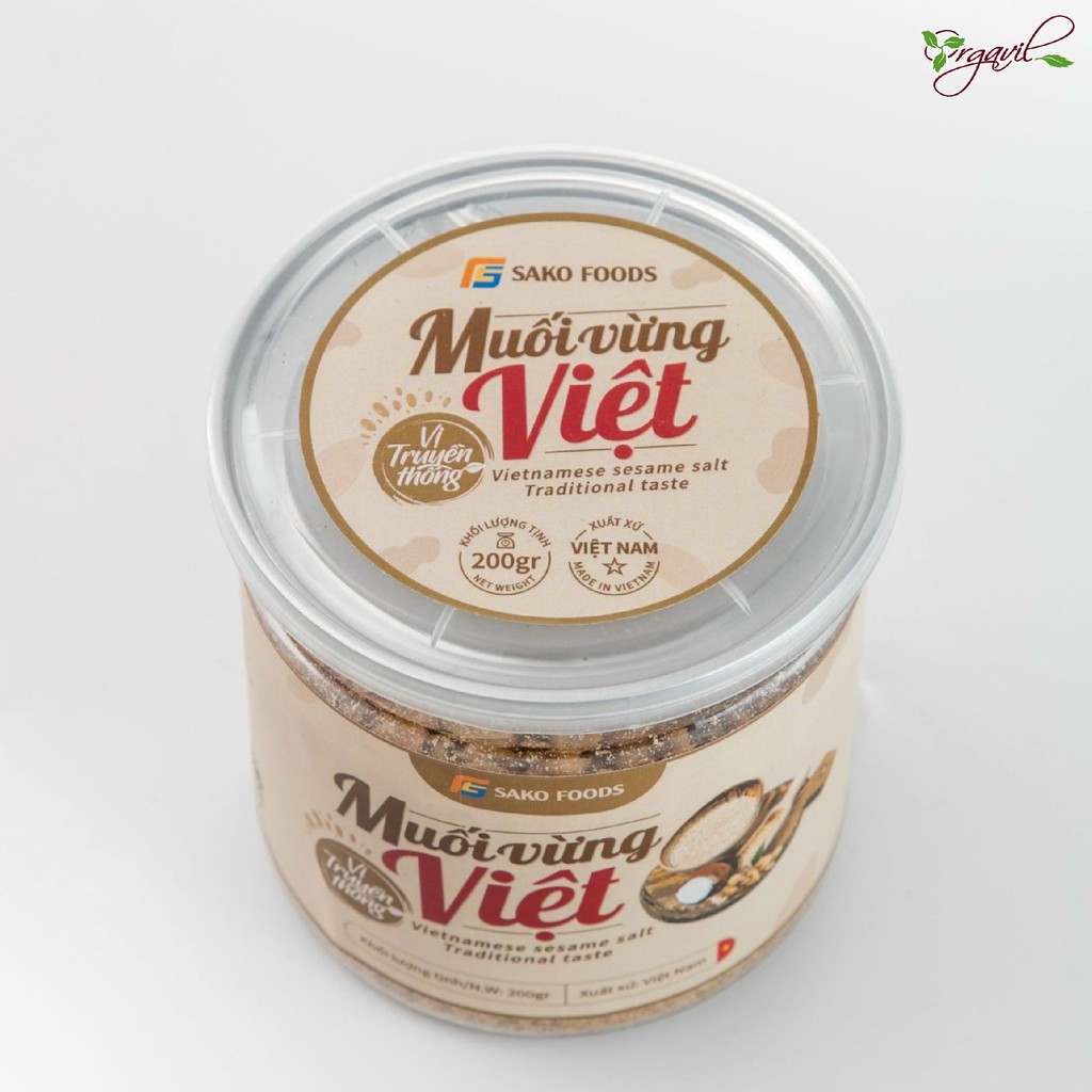 Muối Vừng Việt Vị Truyền Thống Hộp 200g - Vietnamese Seasame Salt Traditional Taste - Giàu Dinh Dưỡng - Orgavil