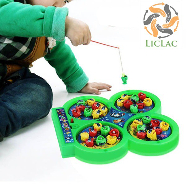 Bộ đồ chơi Câu Cá 4 Hồ có Nhạc và Hút Nam Châm, đồ chơi giải trí trong nhà an toàn cho bé - LICLAC