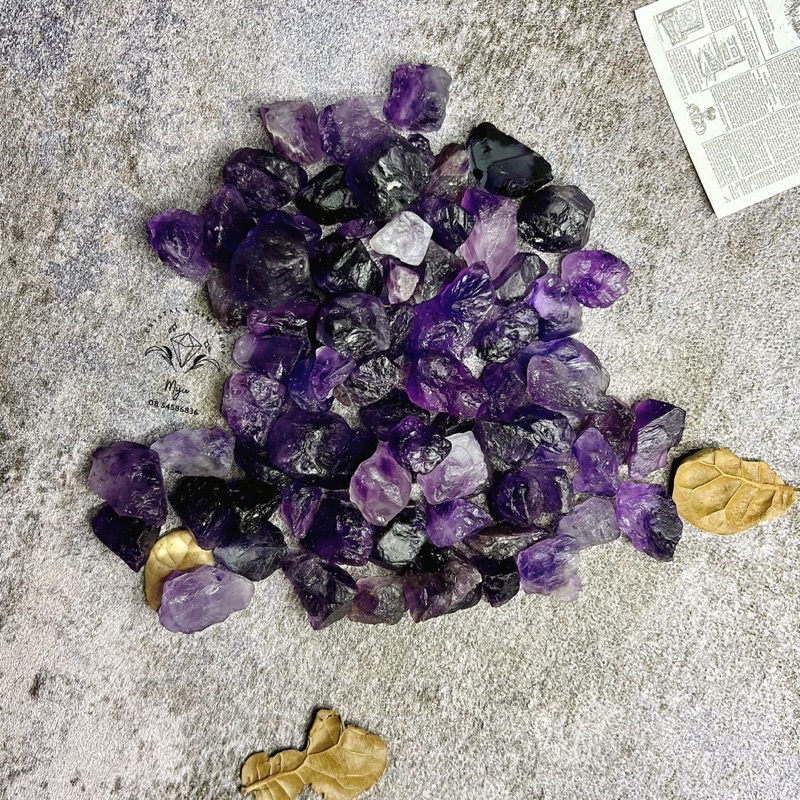 Đá thô Fluorite tím đậm sưu tầm, làm handmade, reiki, thanh tẩy, thiền định