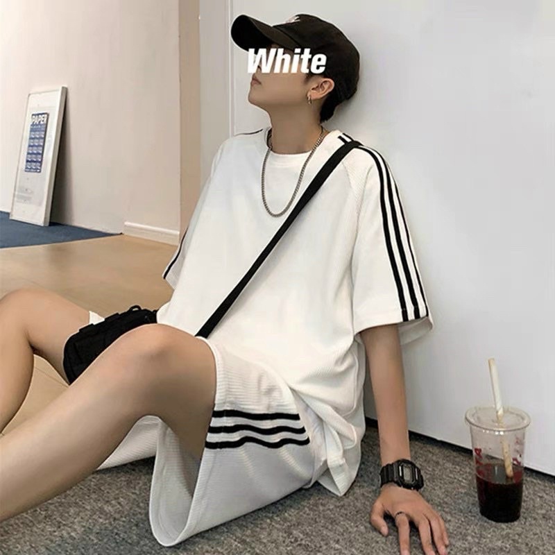 Set Bộ Trơn Sọc Hot Unisex Nam Nữ Chất Tăm Gân Dày Form To Freesize- Bộ Đùi Short Đi Chơi Mặc Nhà Dày Đẹp Cá Tính