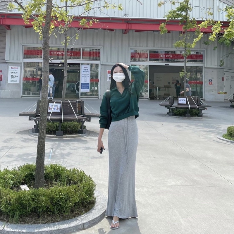 Chân váy đuôi cá dáng dài loe rộng - phong cách ulzzang Hàn Quốc [Ảnh và video ship tự chụp]