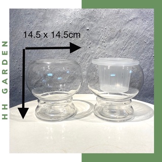 Bình thủy tinh chân cao, cỡ 14.5x14.5cm cắm hoa trồng cây nuôi cá thủy sinh thủy canh
