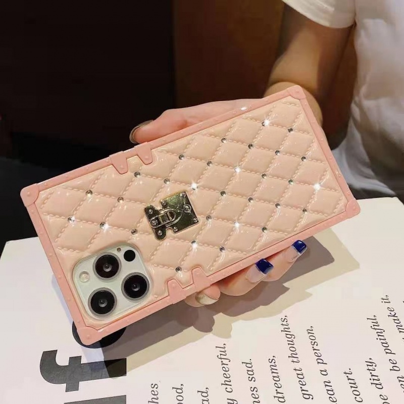 Ốp Điện Thoại Hình Vuông Mạ Điện Đính Đá Sang Trọng Cho iPhone 7 8 Plus X XR XS Max 11 12 13 Pro Max 12 13 Mini