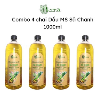 Combo 4 chai dầu massage body 1000ml acena - tặng kèm 1 tinh dầu nguyên chất 10ml cùng loại