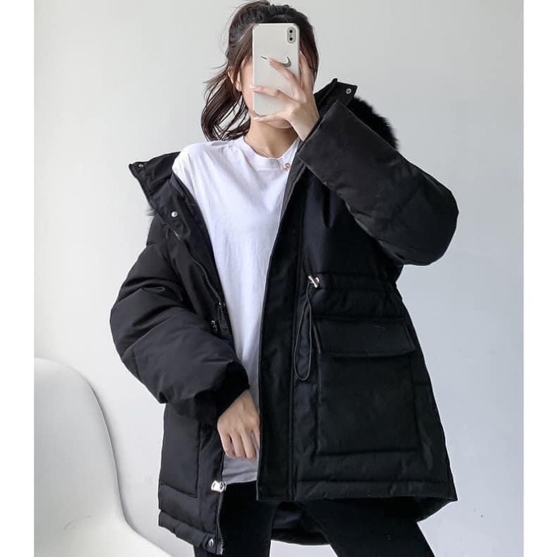 Áo khoác parka nữ phiên bản mới nhất, Áo khoác phao mũ lông xù hàng QCCC | BigBuy360 - bigbuy360.vn