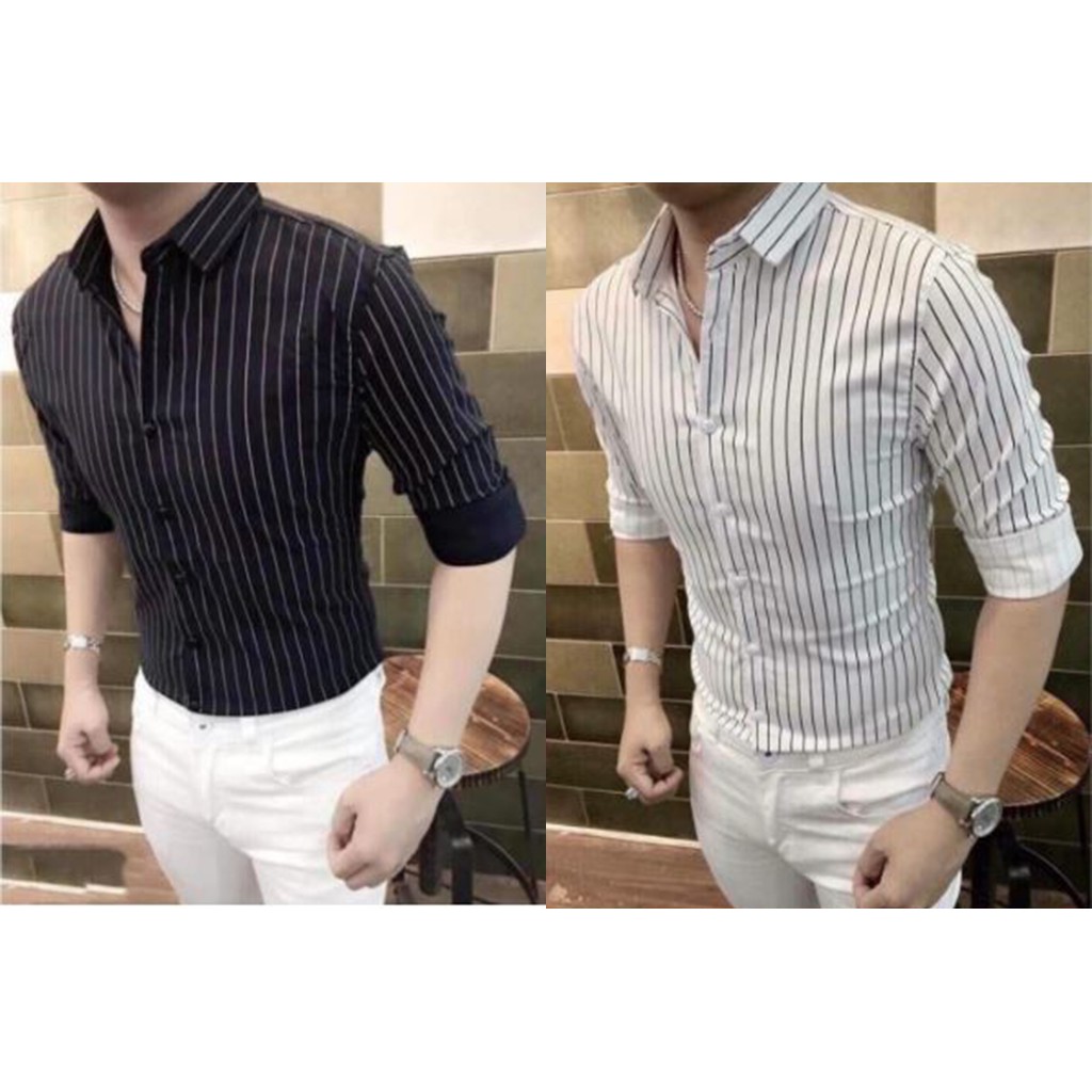 Áo sơ mi nam kẻ sọc chất lụa,Áo Sơ Mi Dài Tay,Áo Sơ Mi Hàn Quốc mềm mịn kiểu dáng hàn quốc ôm nhẹ | BigBuy360 - bigbuy360.vn